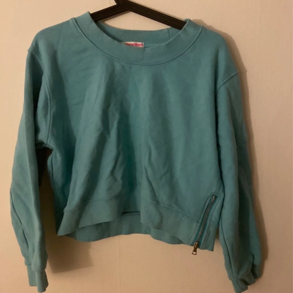 Korean fashion Stylenanda baby blue crop top sweatshirt size S